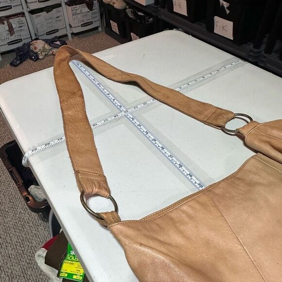 Vintage Y2K Old Navy Leather Large Tan Satchel hobo Bag Purse Single Strap Boho - Picture 6 of 13